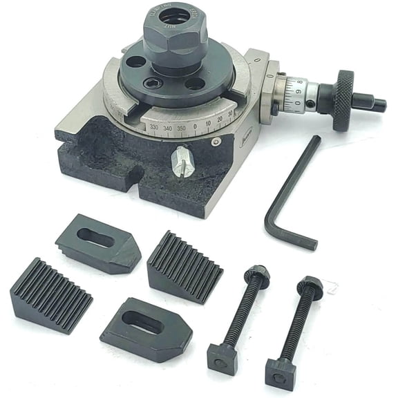 Buyohlic 3 Inch Rotary Table, Hand-Powered Milling Machine Tool with M6 Clamp kit HSS M2 Grade (With ER 16 Collet Adapter)