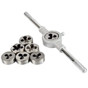 Buyohlic 8 Pcs Metric Die Set & Adjustable Wrench Holder with M3-M12 Dies Threading and Rethreading Cutting External Thread Processing Tapping