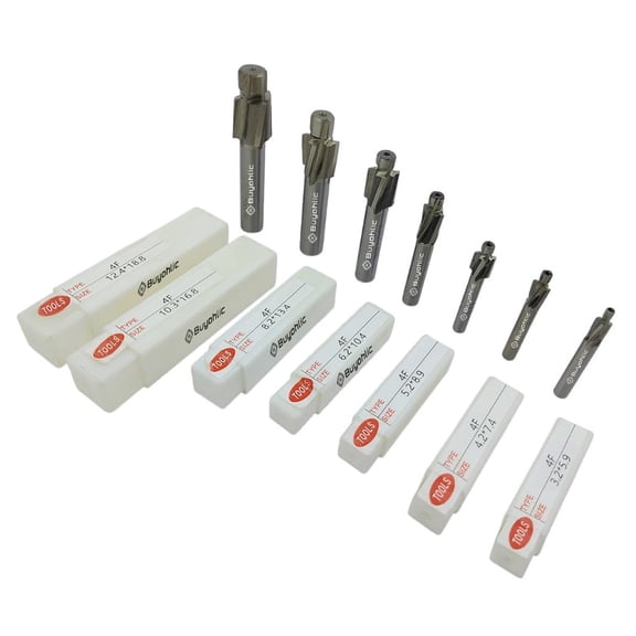 Buyohlic Countersink Drill Bit Set of 7 Pcs M3-M12 Slotting Counterbore End Mill Cutter, Solid Slot, 4 Flutes