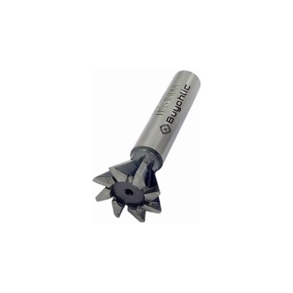 Buyohlic Durable Double-Edged HSS Dovetail Cutter End Mill Tool for Metalworking & Machining (45) (3/4" Inch)