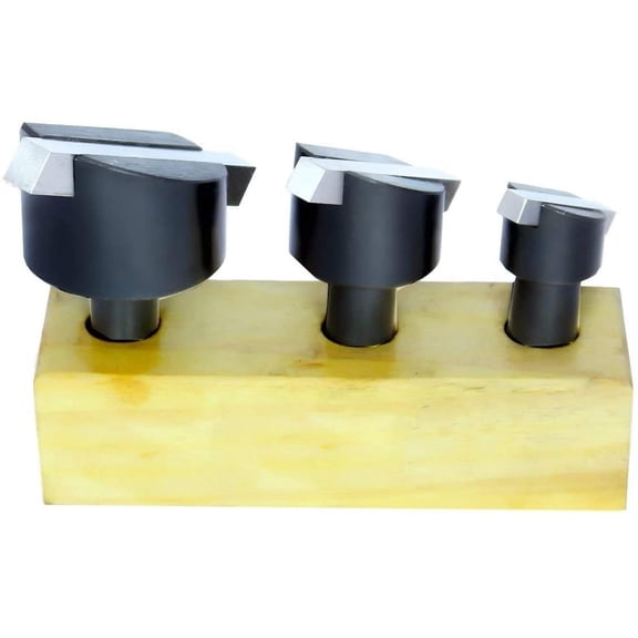 Buyohlic Fly Cutter Set of 3 Pcs with HSS Tool Bit- 1/2" Inch Shank (Head Diameter 3/4", 1-1/8" & 1-1/2" Inches) with Wooden Stand