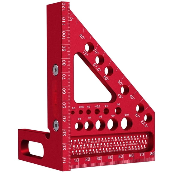 Buyohlic Metric 3D Aluminum Scribing Ruler Carpenter Square, Multi-Angle Measuring Tool with Angle Pin, CM Scale 22.590