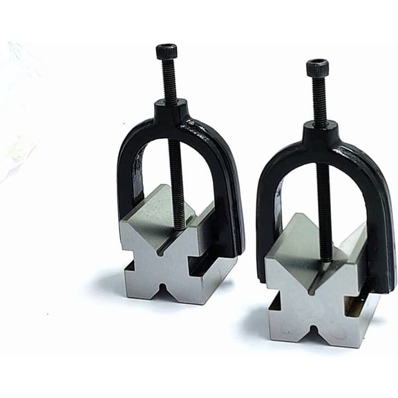 Buyohlic Precision Steel V Block Set with Clamp 90 Degree Angle | Multi-use Gauge Machinist Tool