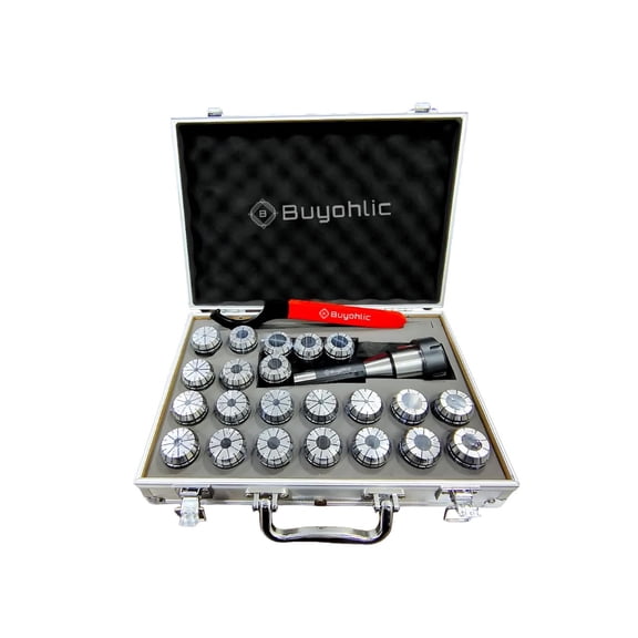 Buyohlic R8 Taper ER32 Collet Set Chuck Kit with 22 PCS Collets set CNC Processing Boring Milling Drilling Silk Attack Sculpture (0.0004'' Accuracy)