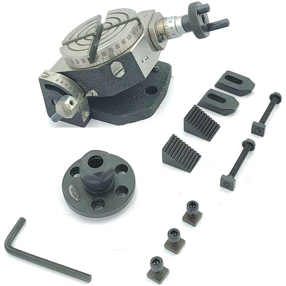 Buyohlic Rotary Table Milling Machine Tools (3"/80mm Tilting, ER16 Collet & M6 Clamp Kit)