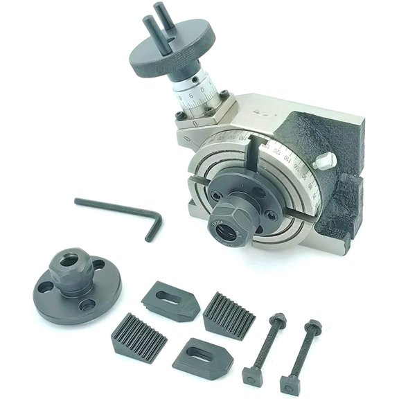 Buyohlic Rotary Table Milling Machine Tools (4"/100mm Regular, ER16 & 20 Collet & M6 Clamp Kit)