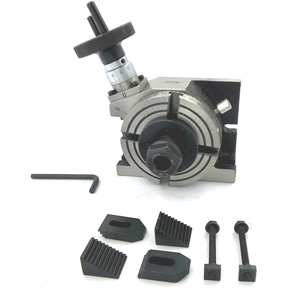 Buyohlic Rotary Table Milling Machine Tools (4"/100mm Regular, ER16 & M6 Clamp Kit)