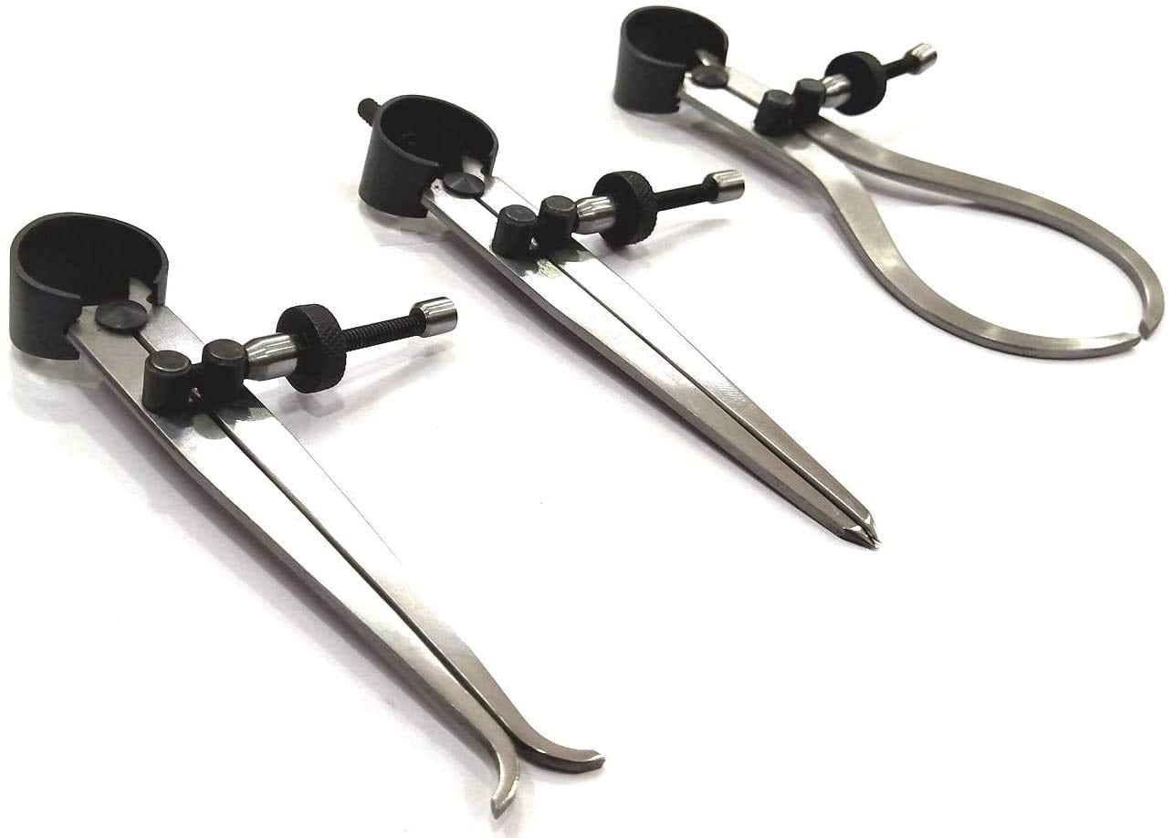 Buyohlic Spring Inside Outside Divider Caliper Set Inside, Outside & Divider 4" inch (100 mm) Measuring Tool