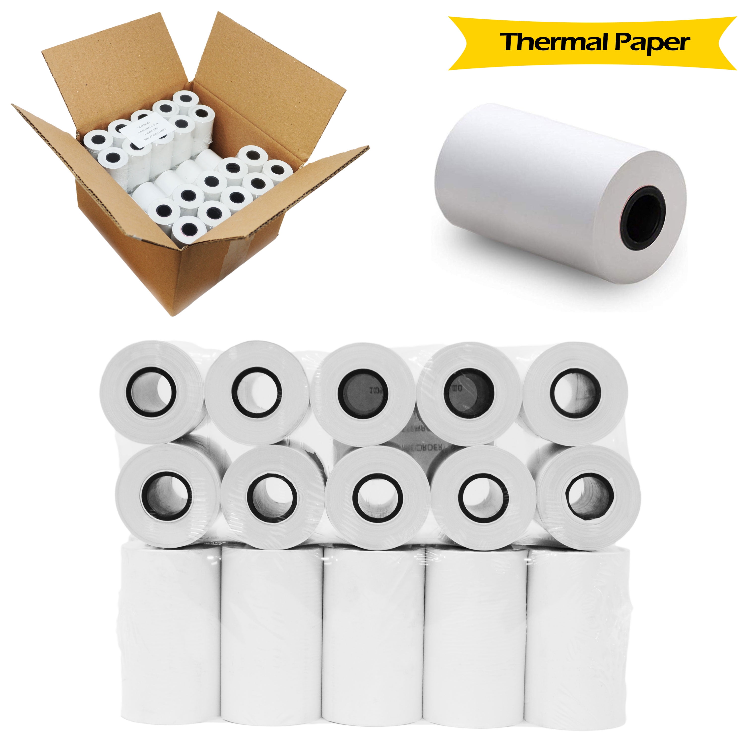 Buyregisterrolls Paper Tape Size 2.25 or 2 1/4 x 50 Feet Thermal Rolls  and Receipt 