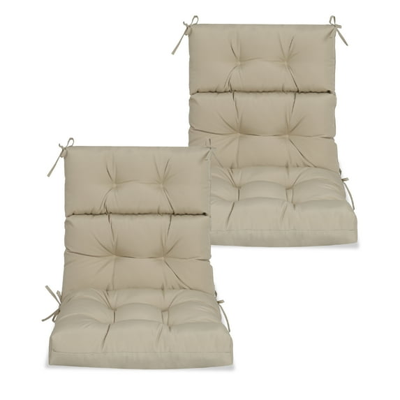 Buytoshop 2 Pcs Set High Back Patio Chair Cushions, Tufted Rocking Chair Cushions, Adirondack Cushions for Garden Porch Home Office Chair Use,44'' x 22''x 4'',Khaki