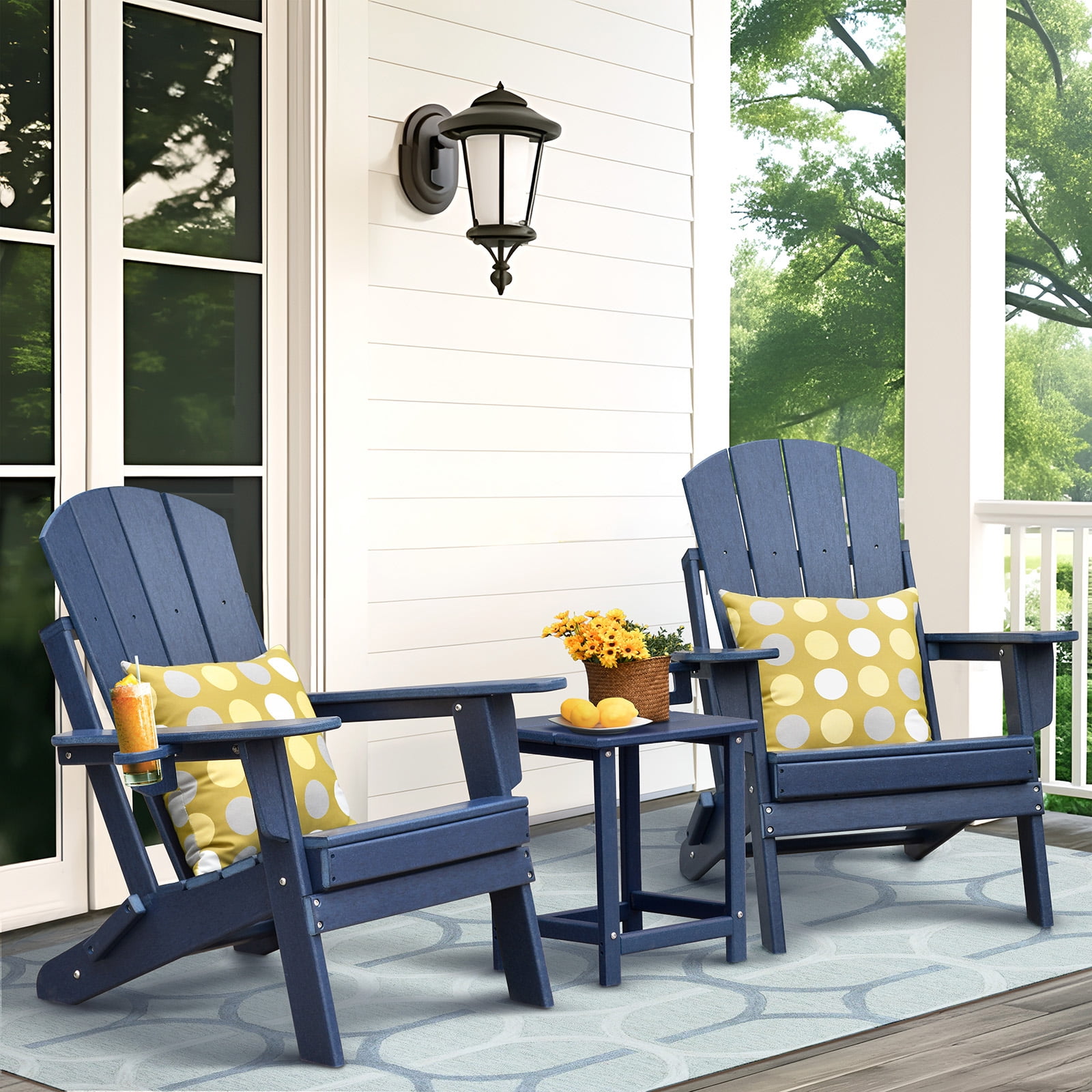 Flash Furniture - Adirondack Chairs With Side Table - Blue main image 0