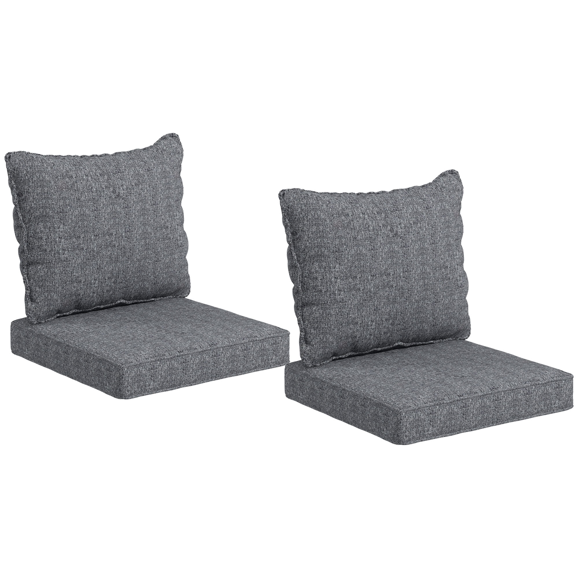 Gray Yarn-Dyed Fabric Patio Chair Cushions Set with Backrest