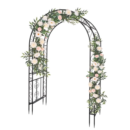 Buytoshop 52”L *23”W *84”H Double Layer Iron Art Arc Top Iron Arch Black
