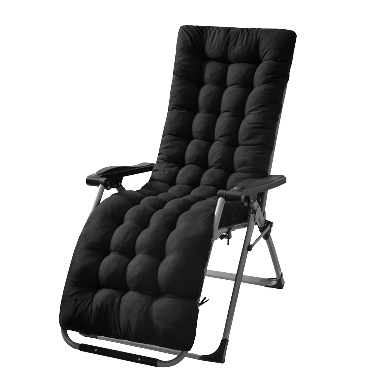 Black Polyester Chaise Lounger Cushion for Outdoor Recliners