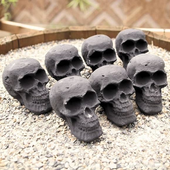 Buytoshop 7Pcs Ventless Ceramic Skulls for Fire Pit, Imitated Human Skull Gas Log for Fireplaces