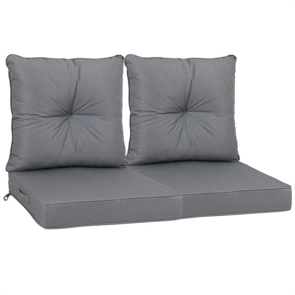 Buytoshop Outdoor Waterproof Deep Seat Cushions 24 x 24 x 4 Inch, Patio Fade Resistant Replacement Seat Cushions with Handle and Remove Cover, for Outdoor Furniture,Grey