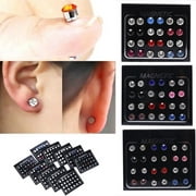 Buytra 24Pcs/Set Magnetic Non-Piercing Clip Round Rhinestone Stud Earrings Jewelry