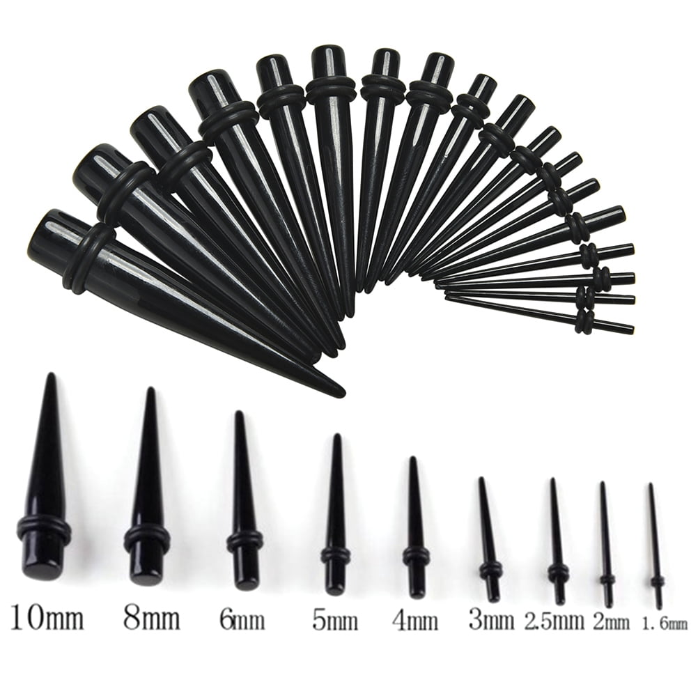 Buytra 2Pcs Ear Piercing Stretching Kit 00G-16G Tapers Plug Tunnel  Stretcher Black