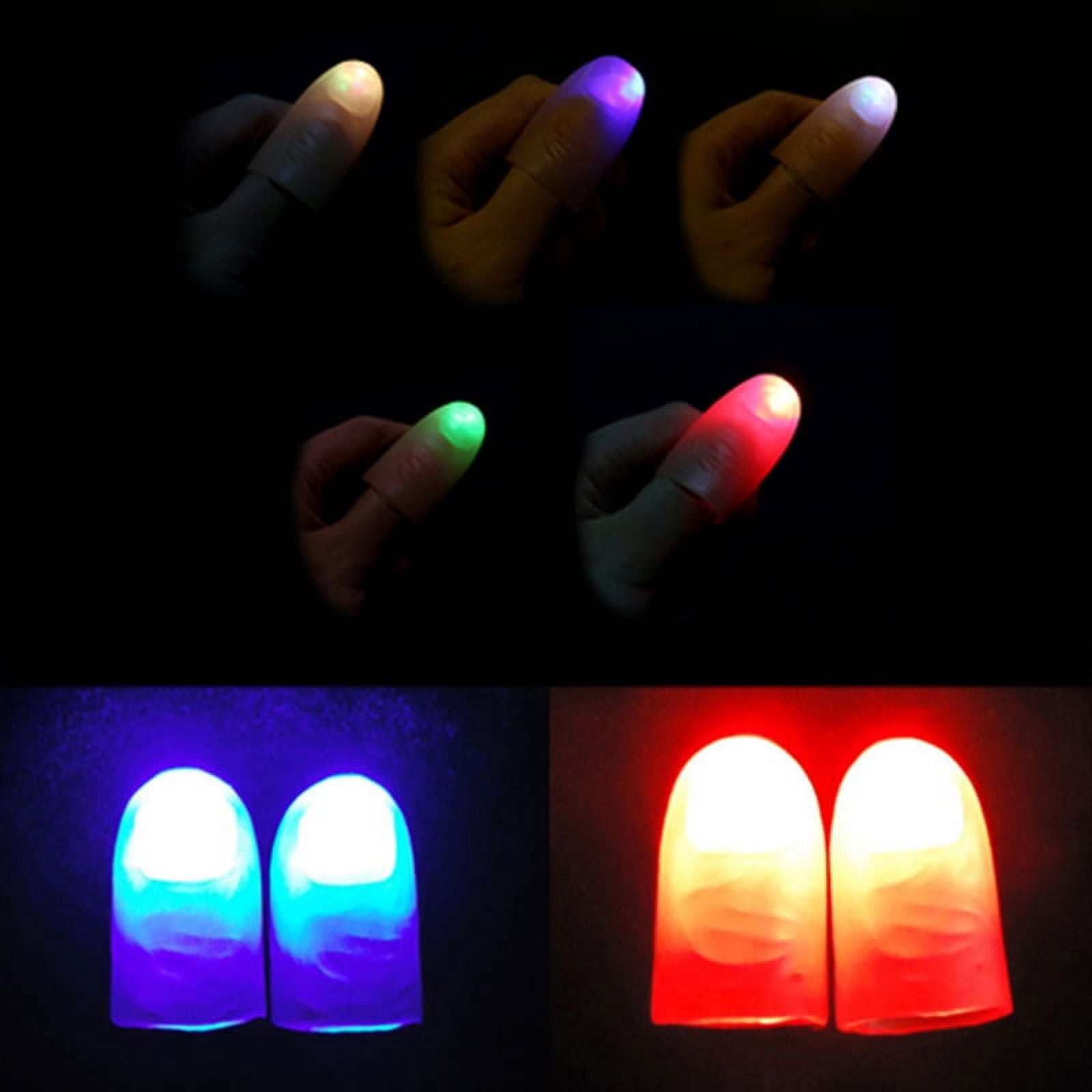 MilesMagic Set of 2 Magic Rubber Thumb Tip Light Up Flash Lights from  Anywhere Finger Tricks (RED)