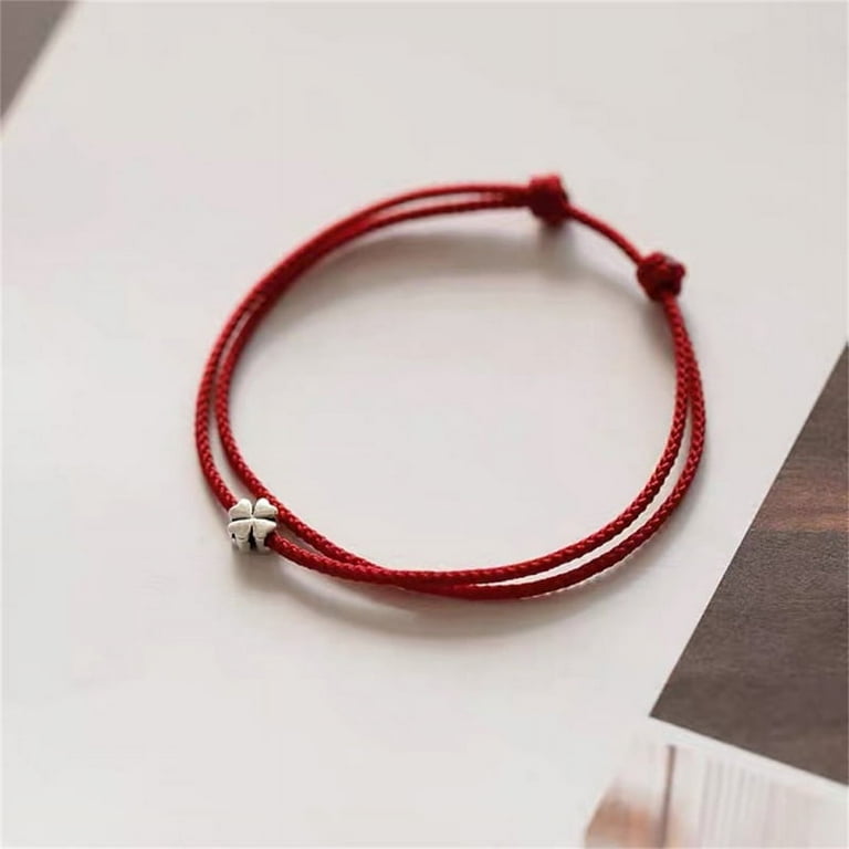 Buytra Four leaf Clover Mini String Bracelet Lucky Red Handmade Rope Charm Bracelet