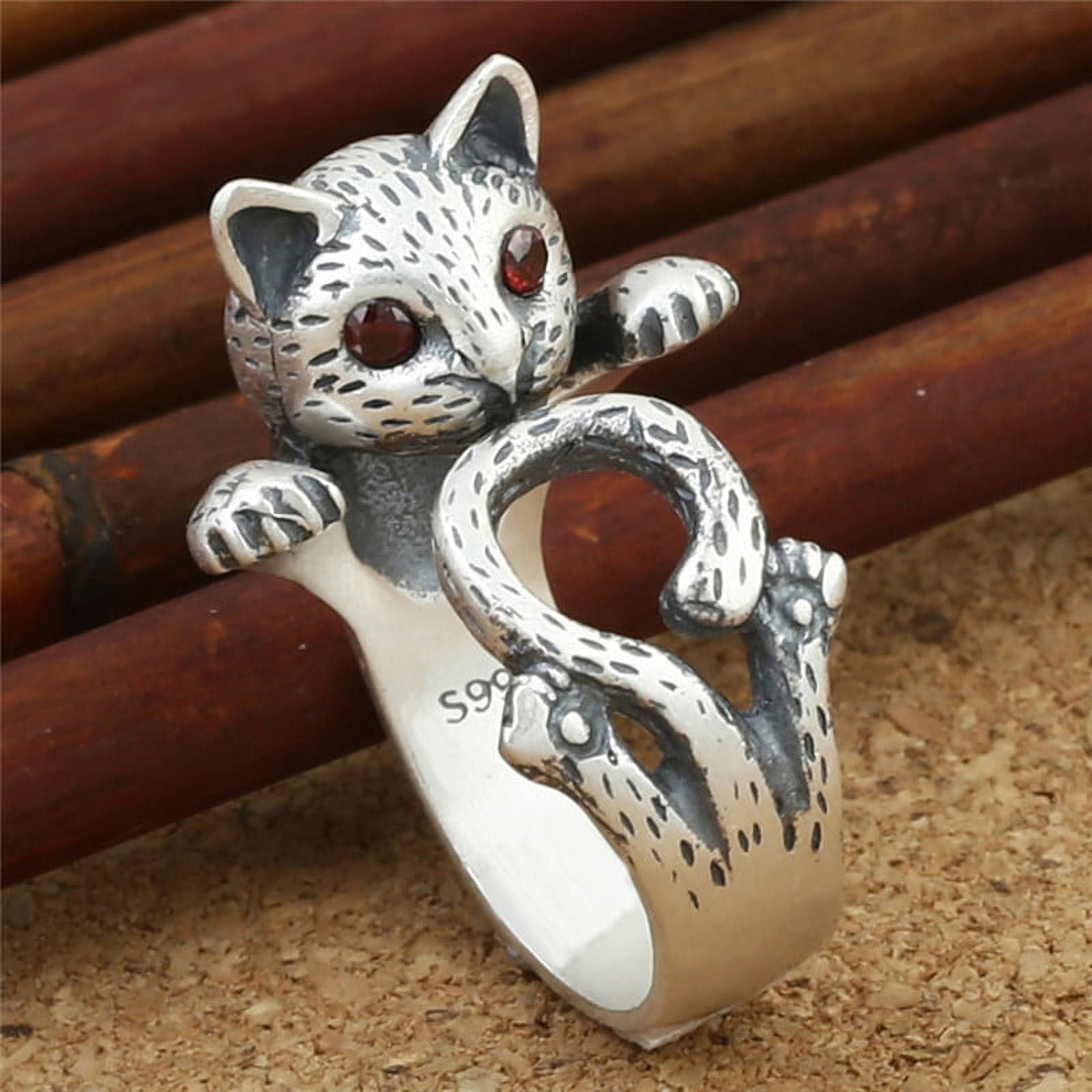 Buytra Women s Boho Vintage Jewelry Kitty Cat Ring Animal