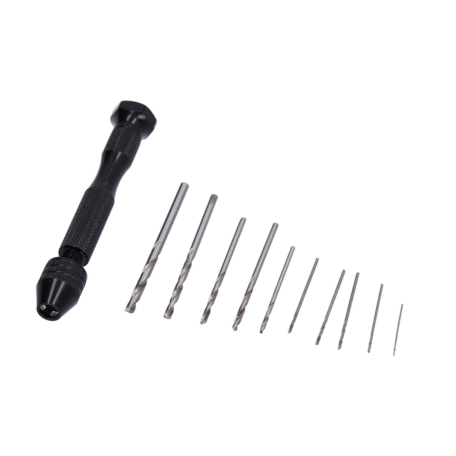 Buyweek 11Pcs Pin Vise Drill Bit HSS Aluminum Alloy Manual Mini Twist Drills Bits for Walnut