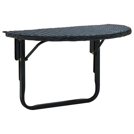 Buyweek Balcony Table 23.6"x23.6"x12.5" Black Poly Rattan