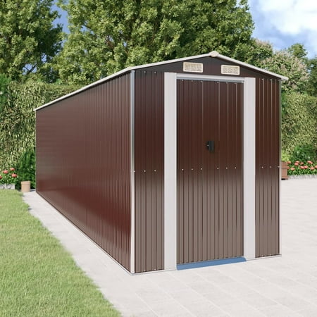 Buyweek Garden Shed Dark Brown 75.6"x271.3"x87.8" Galvanized Steel