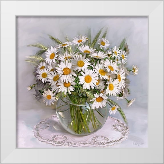 Buzin, Igor 12x12 White Modern Wood Framed Museum Art Print Titled - Daisies