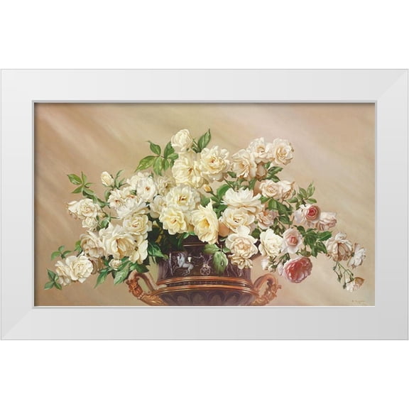 Buzin, Igor 14x10 White Modern Wood Framed Museum Art Print Titled - WHITE ROSES