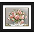 thumbnail image 1 of Buzin, Igor 14x12 Black Ornate Wood Framed with Double Matting Museum Art Print Titled - Roses in a glass vase, 1 of 4