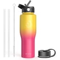 thumbnail image 1 of Buzio 32oz Insulated Stainless Steel Water Bottle with Straw Lid and Flex Cap Fit in All Car Cup Holder, Yellow Rose Red Gradient, 1 of 8