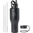 thumbnail image 1 of BUZIO 40oz Tumbler with Handle Straw Lid and Flex Lid, 40 oz Insulated Water Bottle Fits in Car Cup Holder, Double Wall Stainless Steel Travel Flask, Black, 1 of 10