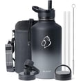 thumbnail image 1 of Buzio 64 oz Insulated Water Bottle with Straw & 3 Lids, Half Gallon Water Bottle Stainless Steel with Carrying Case for Gym Sports Outdoor Hiking, Black and Gray, 1 of 8
