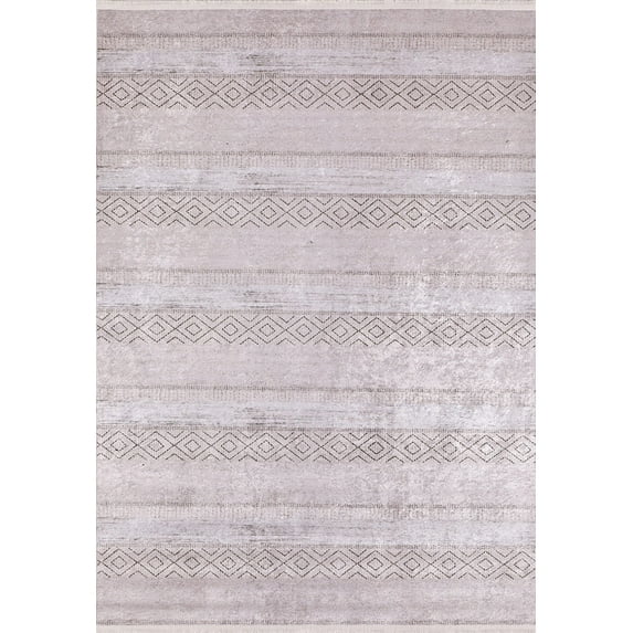 Buzuluk Beige Modern Polyester Area Rugs for Living Room Washable Rugs Boho Moroccan Area Rug Soft Geometric Bohemian Carpet Distressed Indoor Rug for Bedroom Dining Room Office Nonslip Rug