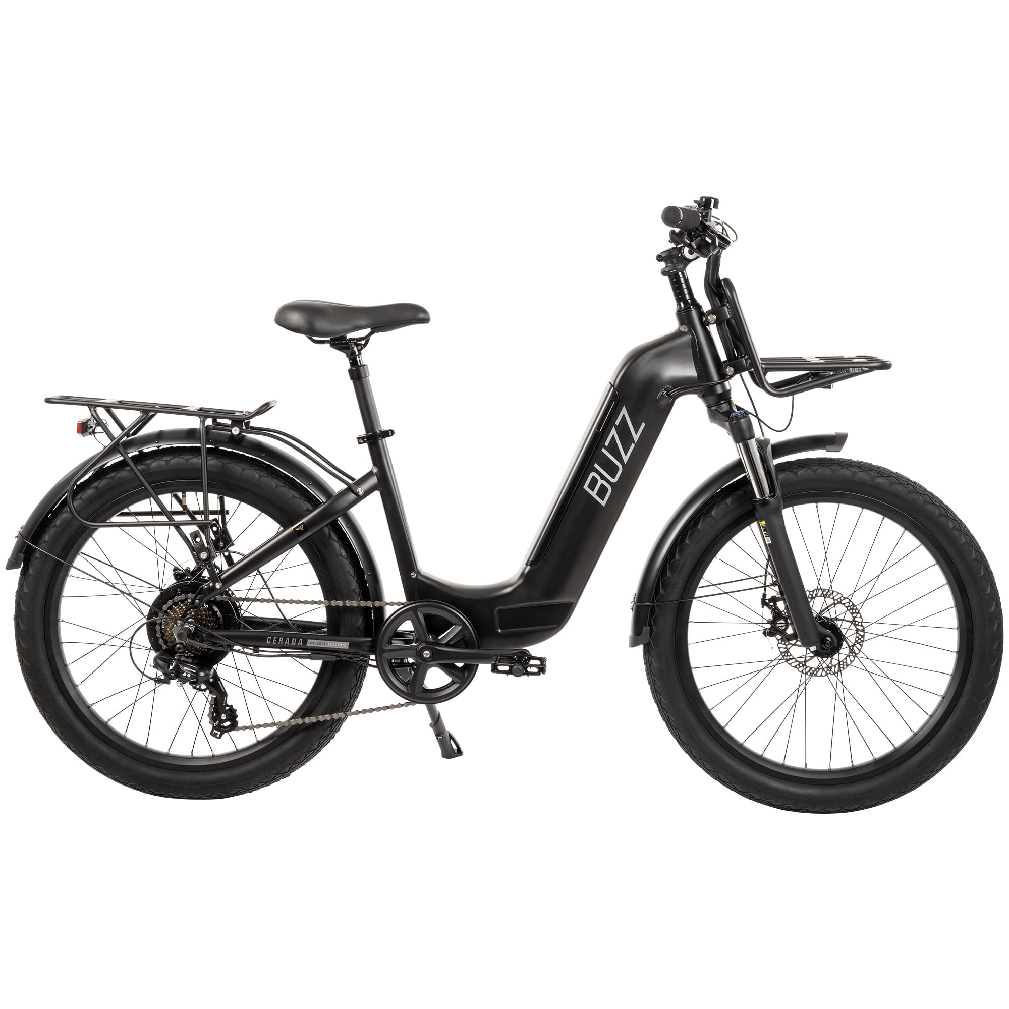 Buzz 24" Cerana 2 48V Electric Bike, Fits Riders 60"+, Matte Black, Adult, Unisex