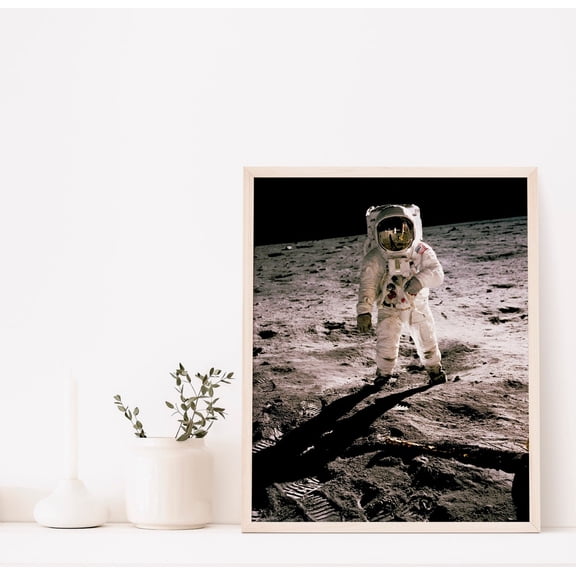Buzz Aldrin On The Moon, Buzz Aldrin Poster, Space Travel Poster, For Space Lover, Ideas, Stretched Canvas Size 12x18