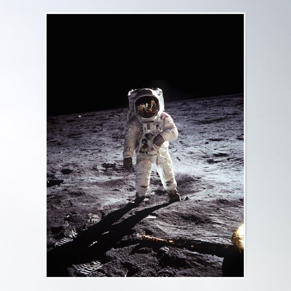 Buzz Aldrin On The Moon Poster Wall Art, Modern Wall Decor, 24x36 UNFRAMED