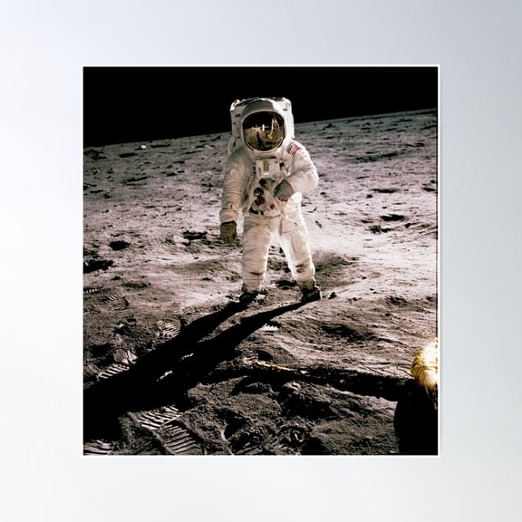 Buzz Aldrin Walking On Lunar Surface As Photographed By Neil Armstrong Poster Wall Art, Modern Wall Decor, 30x30 UNFRAMED