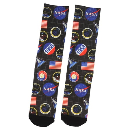 Buzz Aldrin's Adult NASA Apollo Space Shuttle 1958 Logo 1 Pair Crew Socks Pack