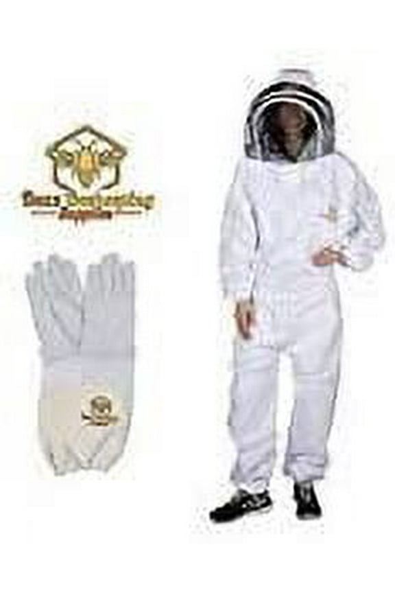 Professional Beekeeping Suit and Cowhide Gloves (1 Pair) Self-Supporting Fencing Veil and YKK Metal Zippers - Easily Take On and Off  Bee Family Car Stickers  X-Large