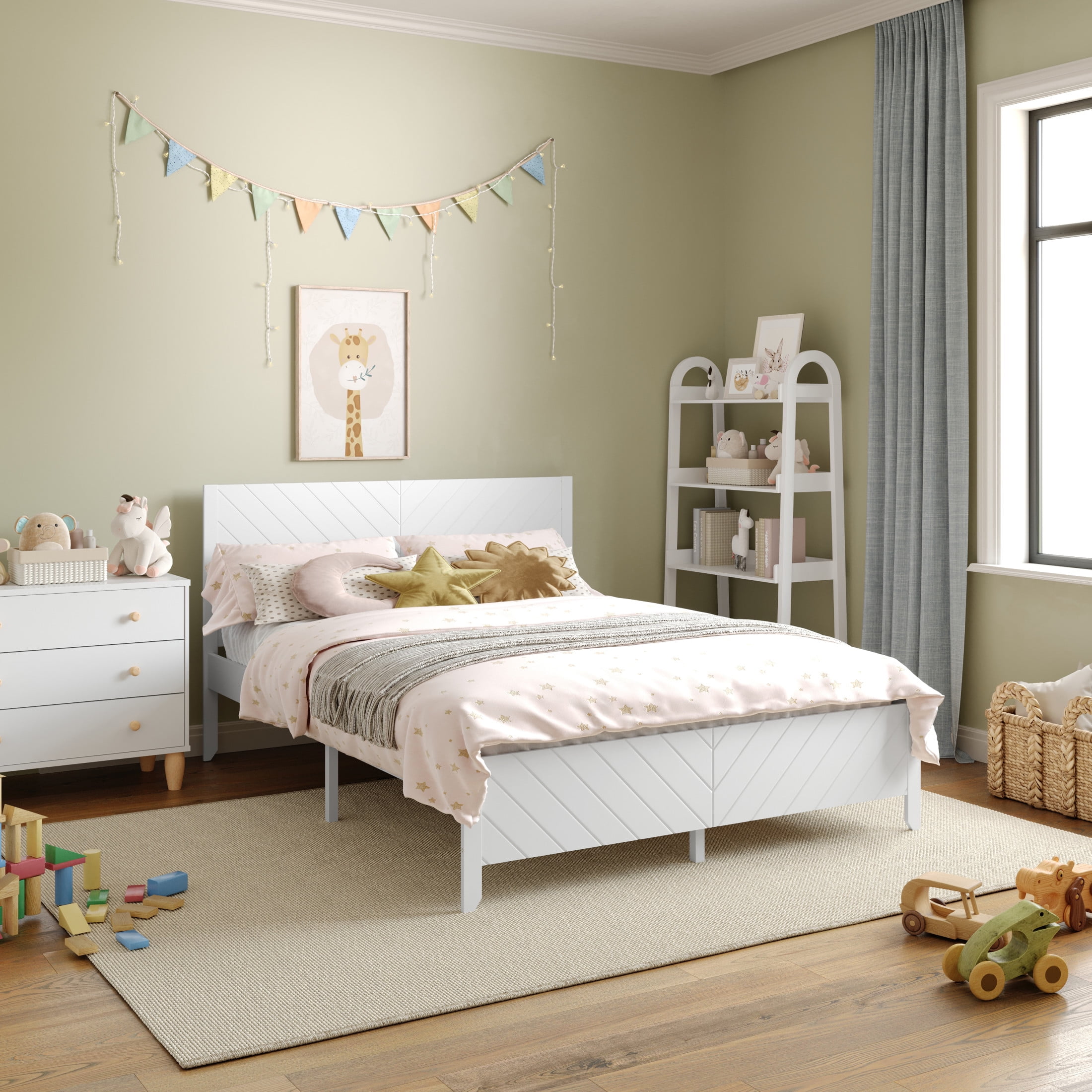 Zimtown Twin Bed Frame,Solid Pine Wood Kids Twin Platform