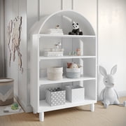 Buzz & Bloom Kids Open-Style Engineered Wood Bookshelf with 4 Shelves and Covered Rounded Top, White