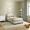 thumbnail image 1 of Buzz & Bloom Kids Twin-Size Platform Bed with Curved Channel Stitched Headboard, Marshmallow, 1 of 12