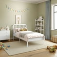 thumbnail image 1 of Buzz & Bloom Kids Twin-Size Platform Bed with Rectangular Wood Slat Headboard, White, 1 of 12