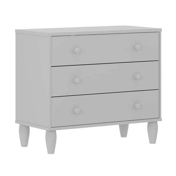 Buzz & Bloom Small Kids 3-Drawer Wood Dresser Chest for Bedrooms, Gray