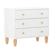 Buzz & Bloom Small Kids 3-Drawer Wood Dresser Chest for Bedrooms, White/Natural