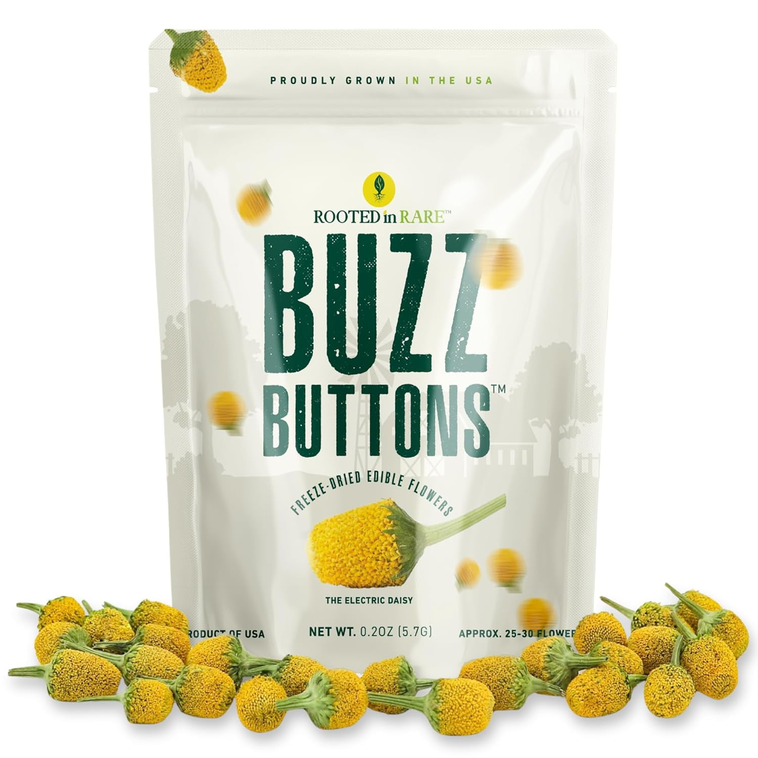 Buzz Buttons Edible Flowers For Cocktails Grown In USA Buzz Button Freeze Dried Edible