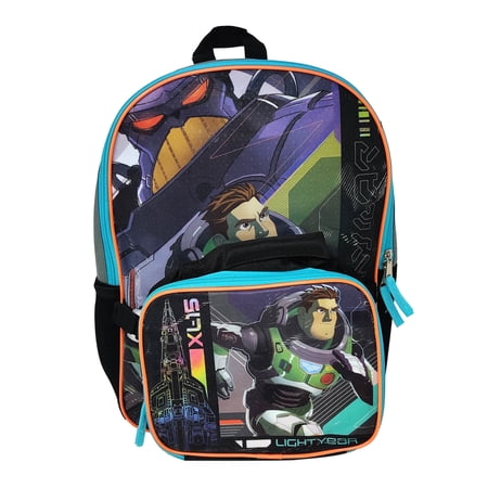 Buzz Lightyear Backpack 16" & Insulated Lunch Bag Disney Pixar Black Boys Girls