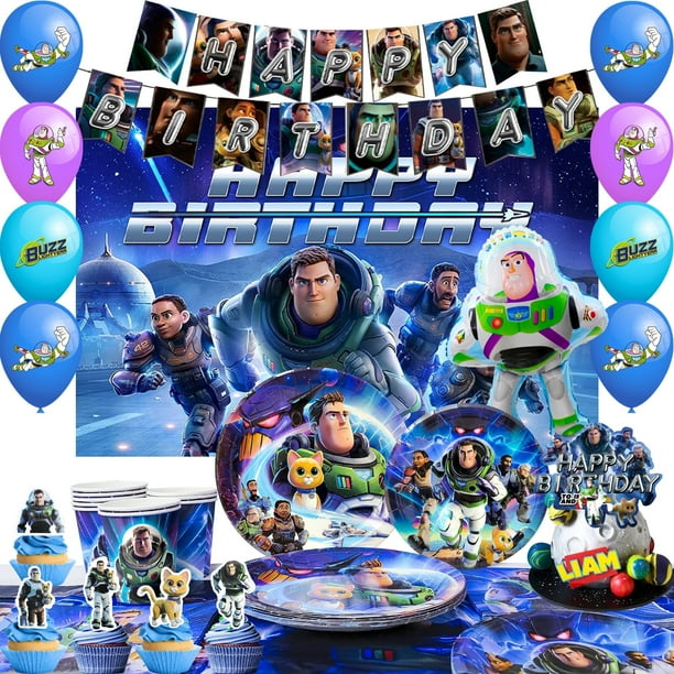 Buzz Lightyear Birthday Party Supplies, Buzz Lightyear Party Decoration Tableware Set - Buzz Lightyear Balloon Background Banner Plate and Other Buzz Lightyear Theme Party Decorations - Walmart Business Supplies for Buzz Lightyear Birthday Card Free Printable